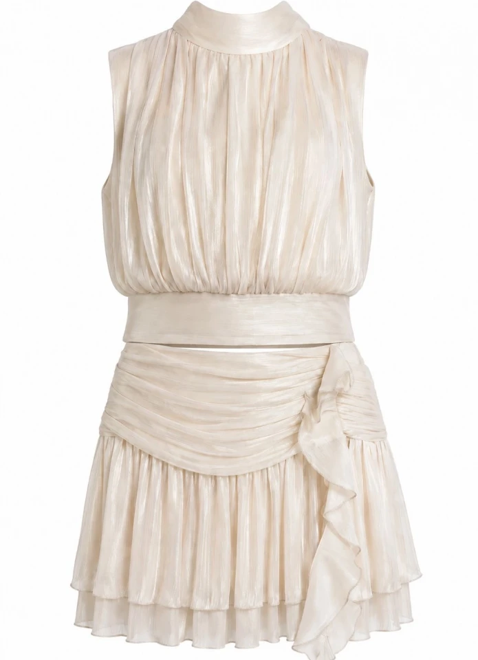 Ekru Premium Işıltılı Drape Detay Takım