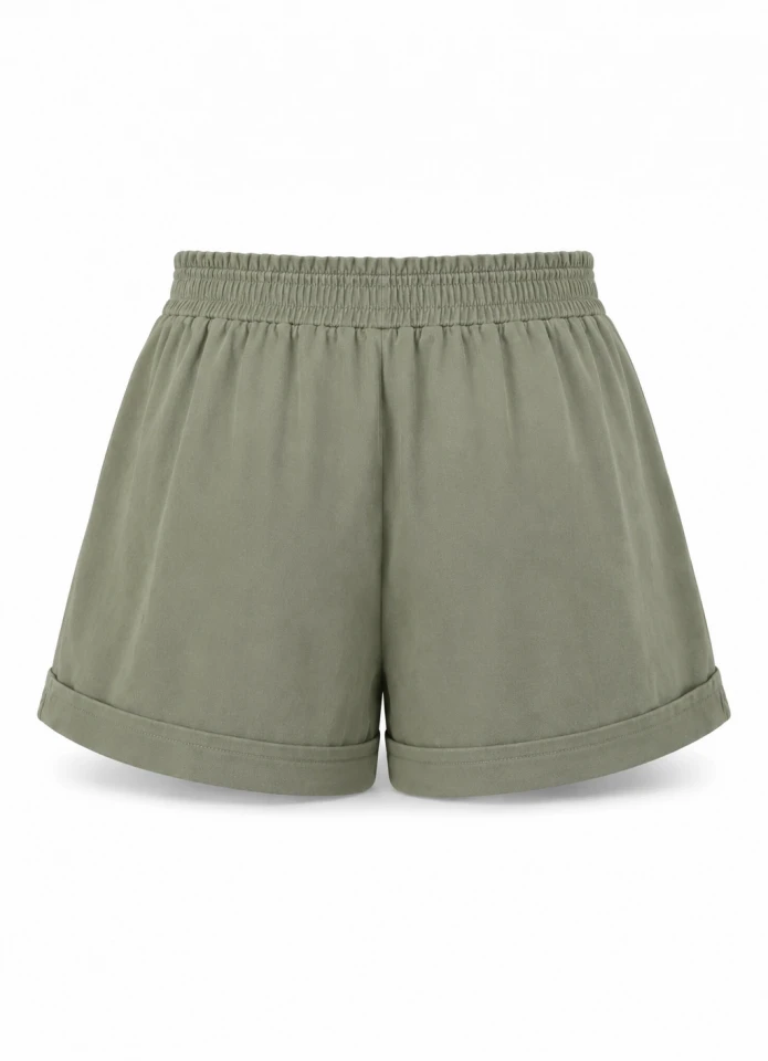 HAKİ Duble Paça Gabardin Şort