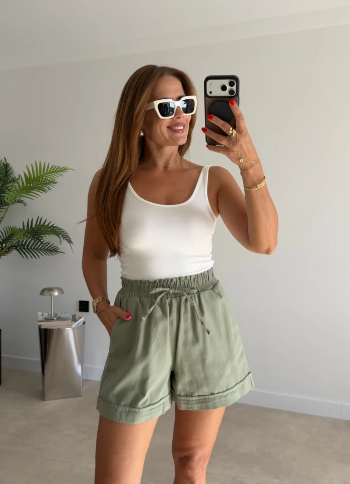HAKİ Duble Paça Gabardin Şort