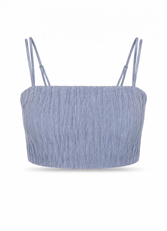 İNDİGO Drape Detay Askılı Crop Bluz