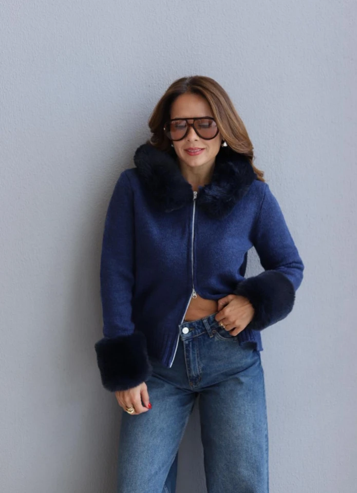 İNDİGO Kürk Detay Hırka