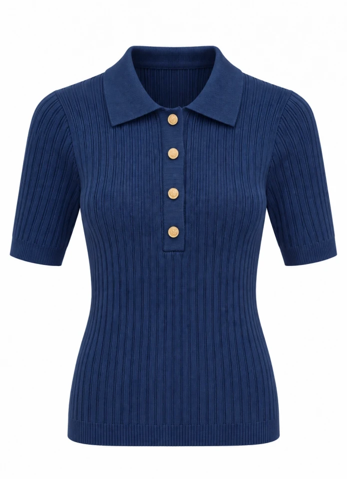 İNDİGO Polo Yaka Fitilli Triko