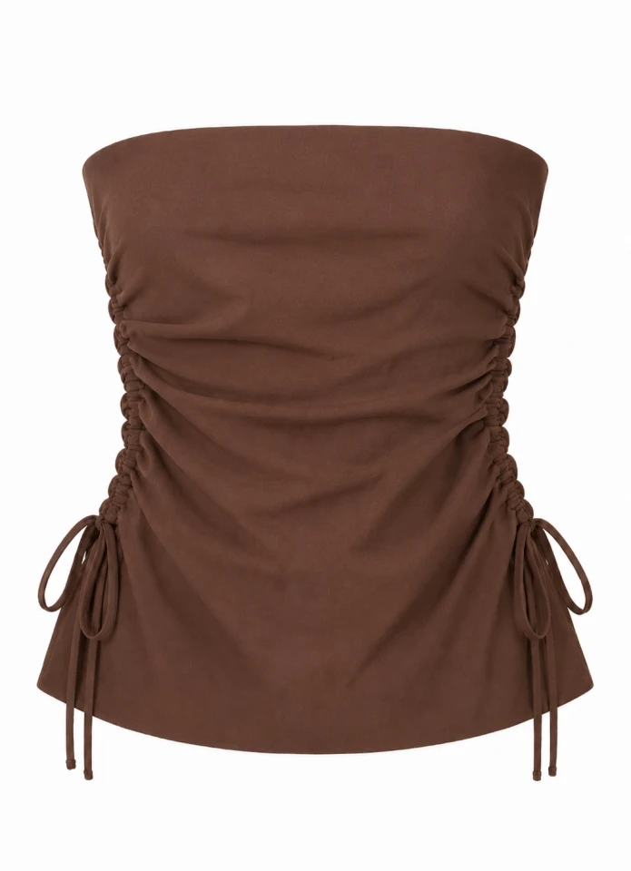 COFFEE Side Tie Detail Strapless Blouse