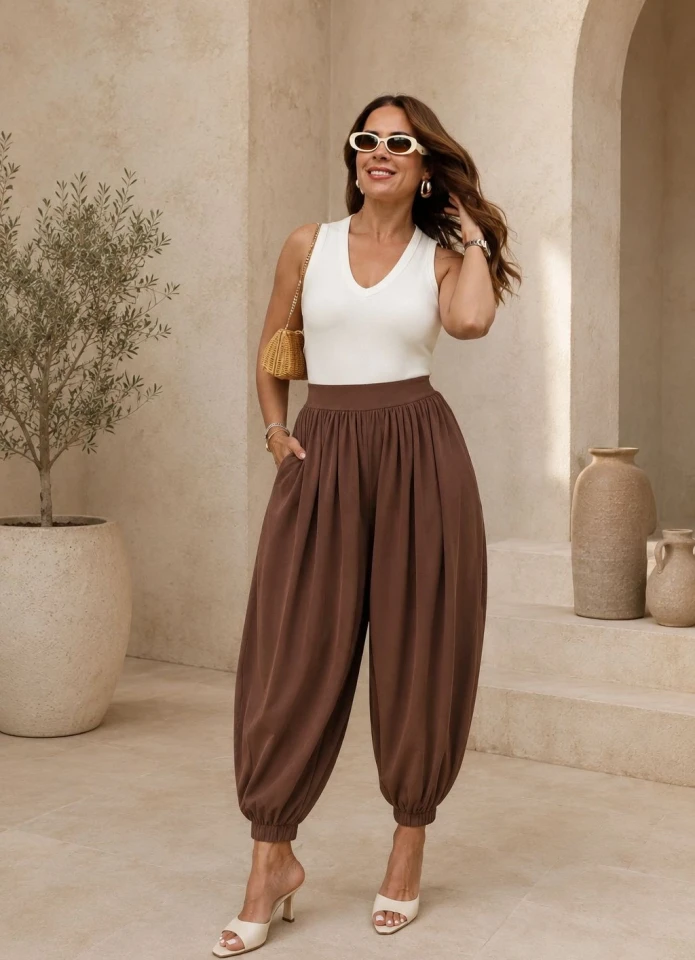 Kahverengi Jogger Şalvar Pantolon