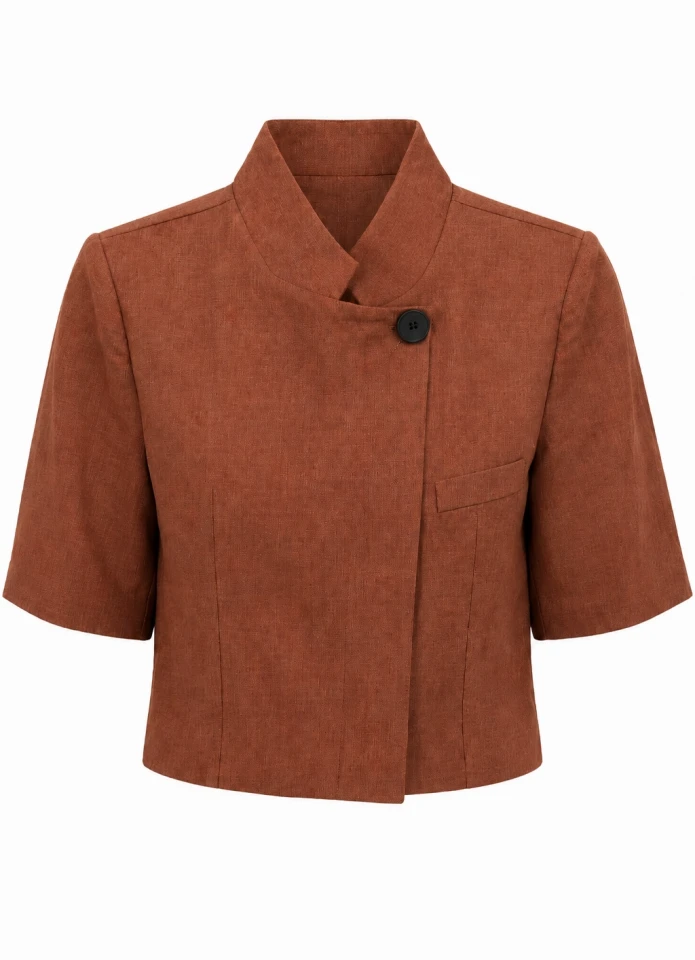 KİREMİT Dik Yaka Crop Ceket