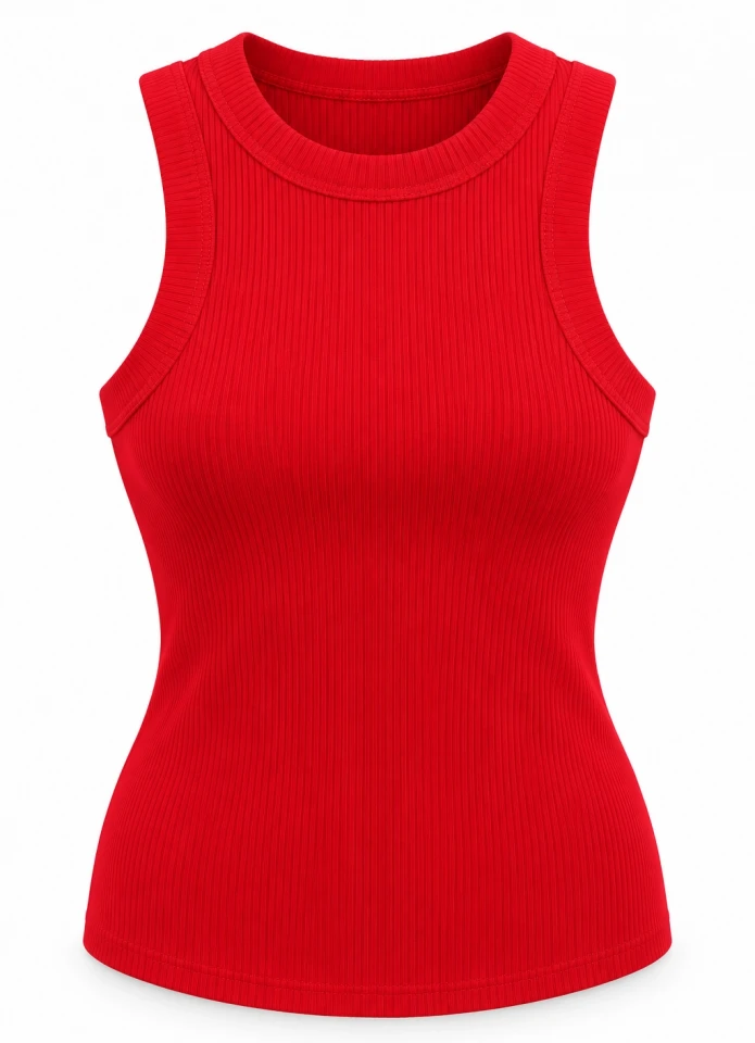 KIRMIZI Halter Yaka Fitilli Atlet