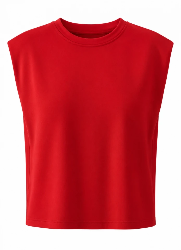 KIRMIZI Vatkalı Basic Tshirt