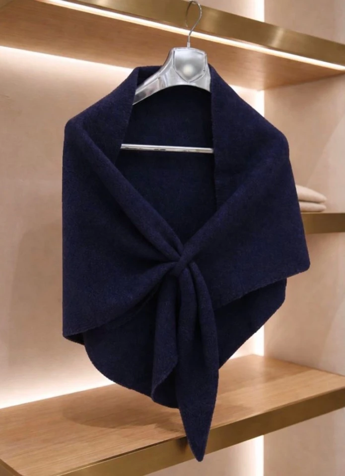 Lacivert Geçmeli Şal