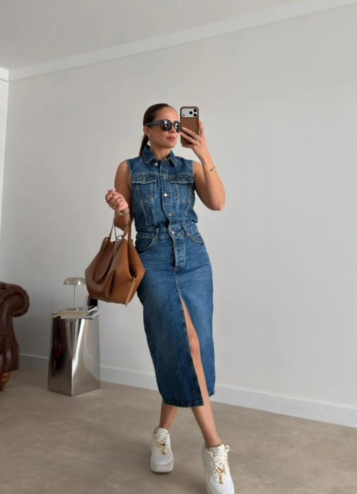 Lacivert Kolsuz Jean Elbise