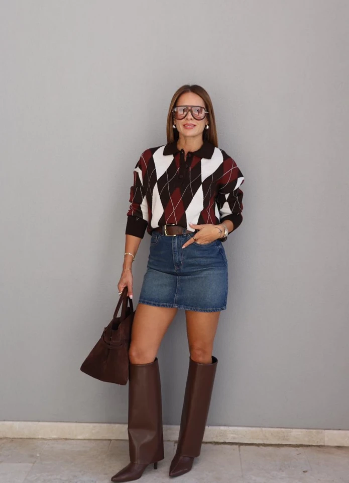 Lacivert Taşlamalı Jean Etek