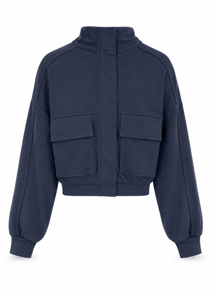 Lacivert Yarasa Kol Sweat Ceket