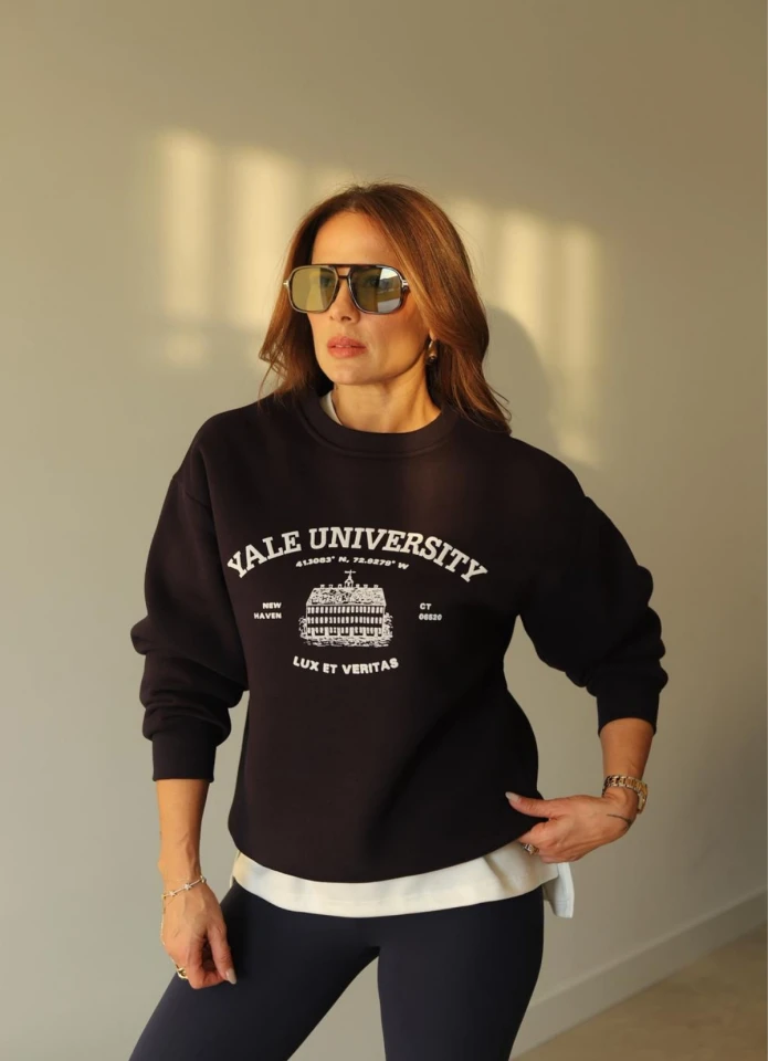 Lacivert Yazı Baskılı Sweat