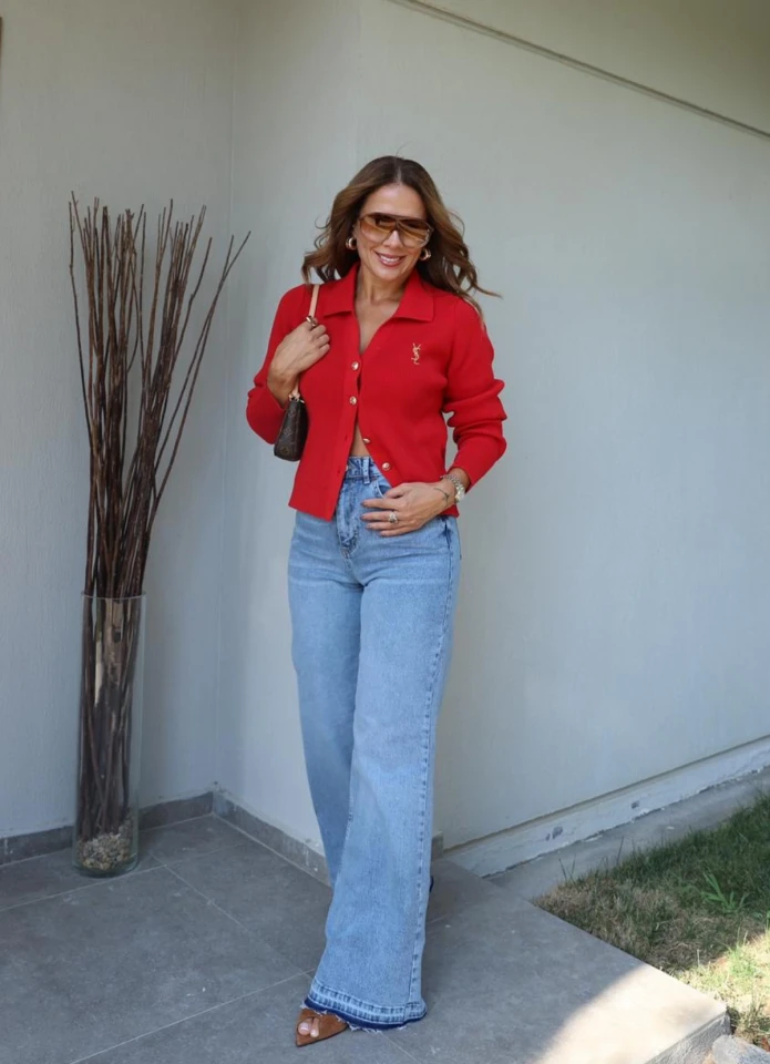 MAVİ Taşlamalı Bol Paça Jean Pantolon