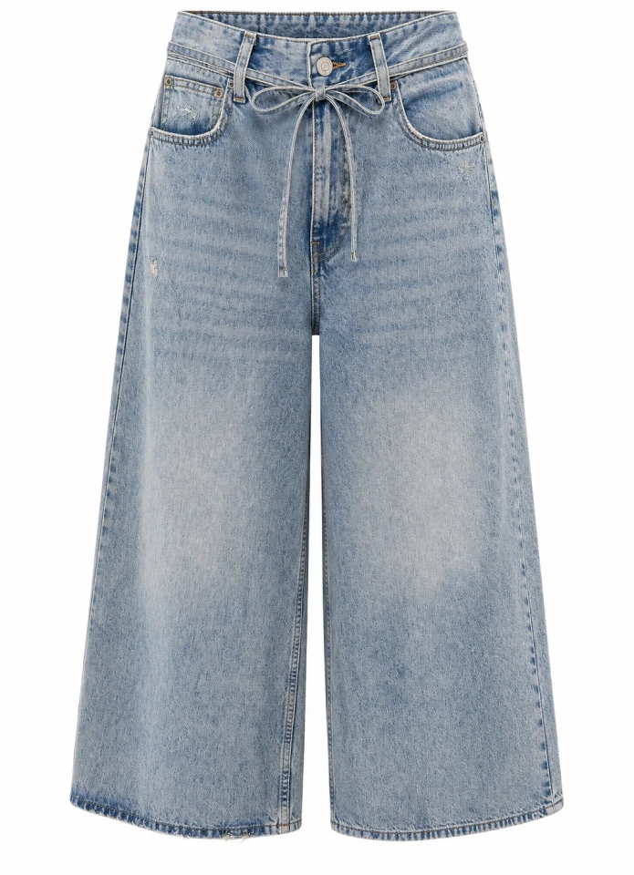 MAVİ Taşlamalı Cropped Jean Pantolon
