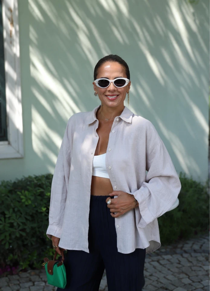 Oversize Keten Gömlek