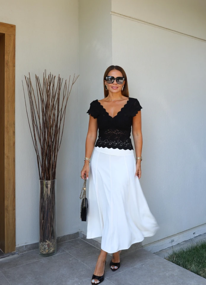 Parçalı Maxi Boy Etek