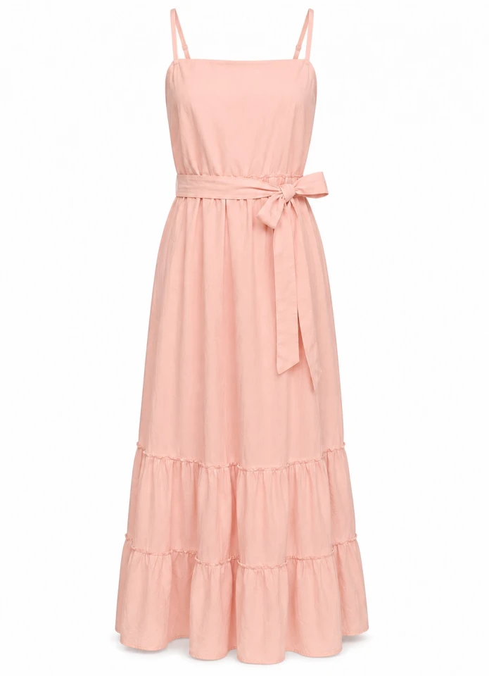 PEMBE Askılı Maxi Elbise