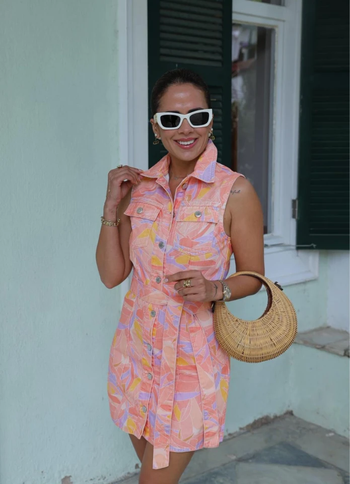 PEMBE Desenli Jean Elbise