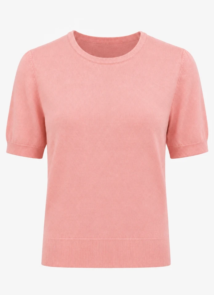 PEMBE Kısa Kollu İpek Triko