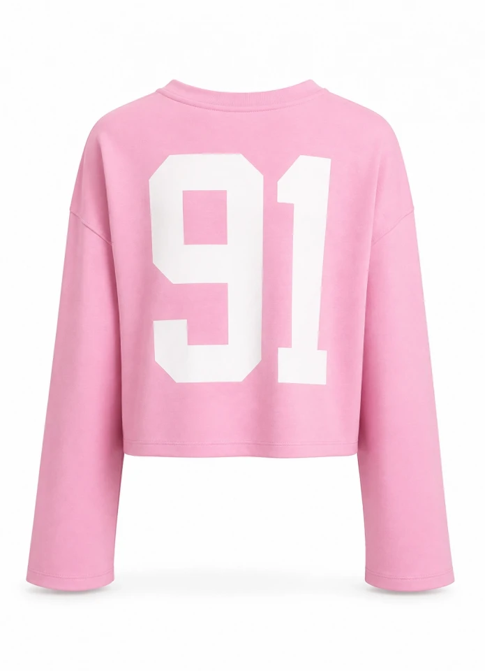 PEMBE Rakam Baskı Detay Modal Sweatshirt