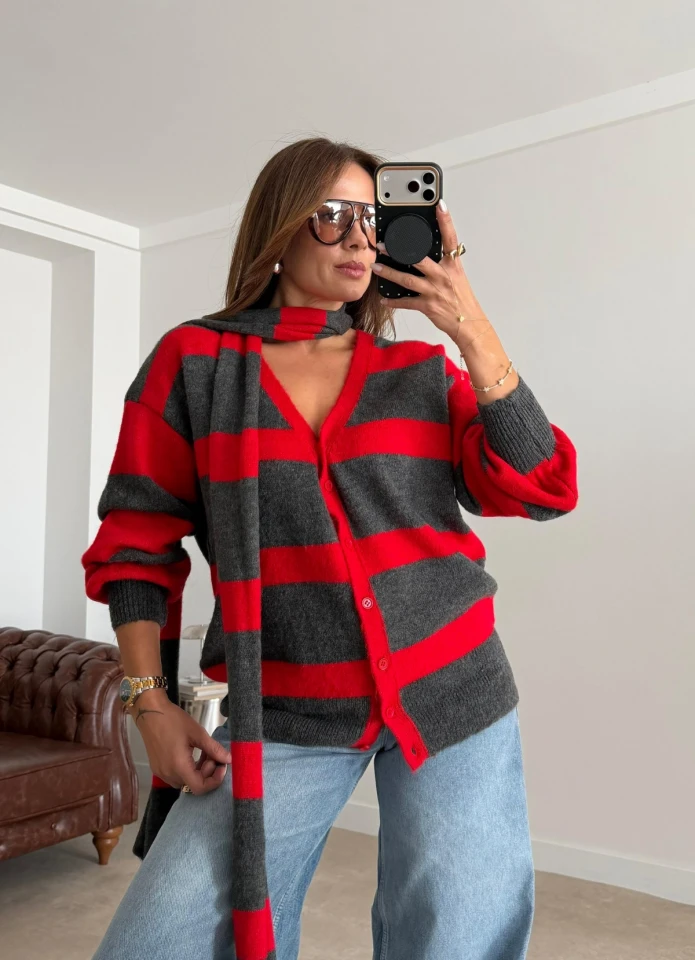 RENKLİ Atkı Detay Hırka