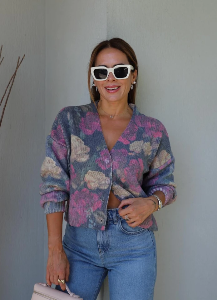 COLORFUL Flower Pattern Cardigan