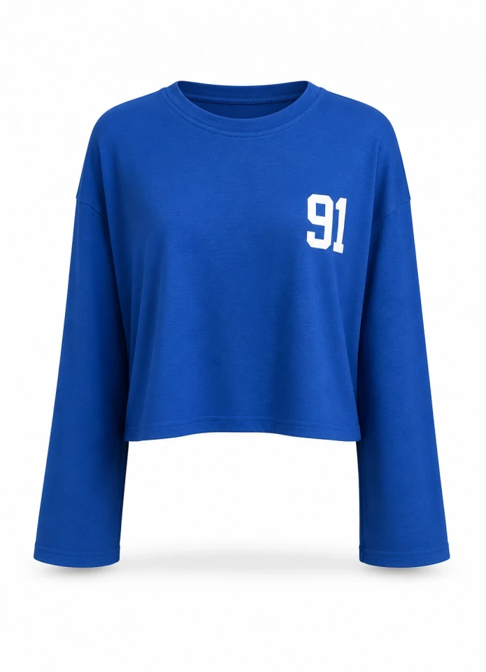 SAKS Rakam Baskı Detay Modal Sweatshirt