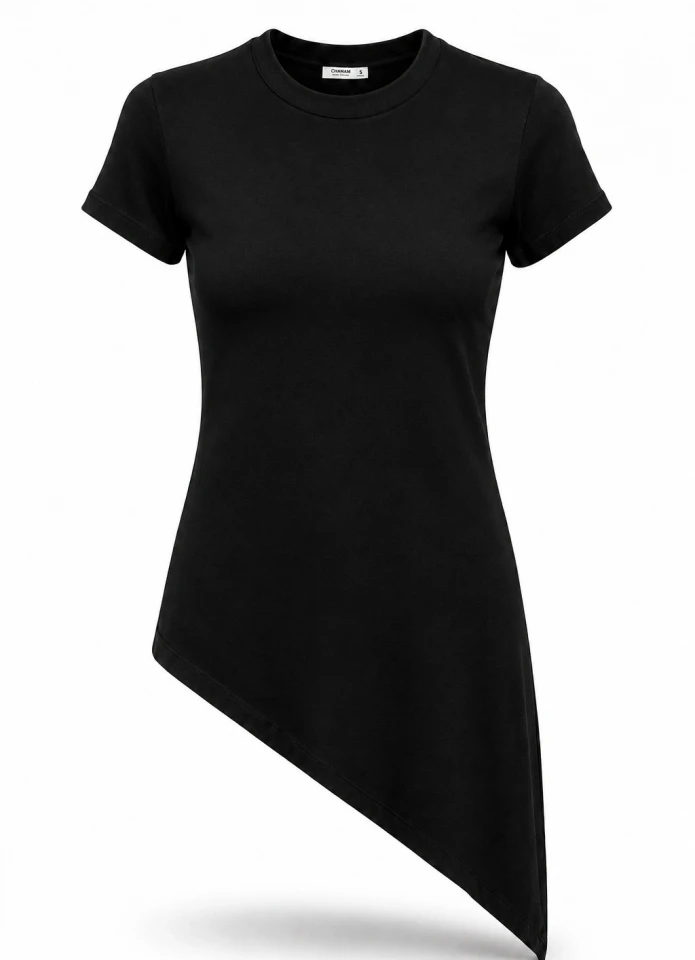 Siyah Asimetrik Tshirt