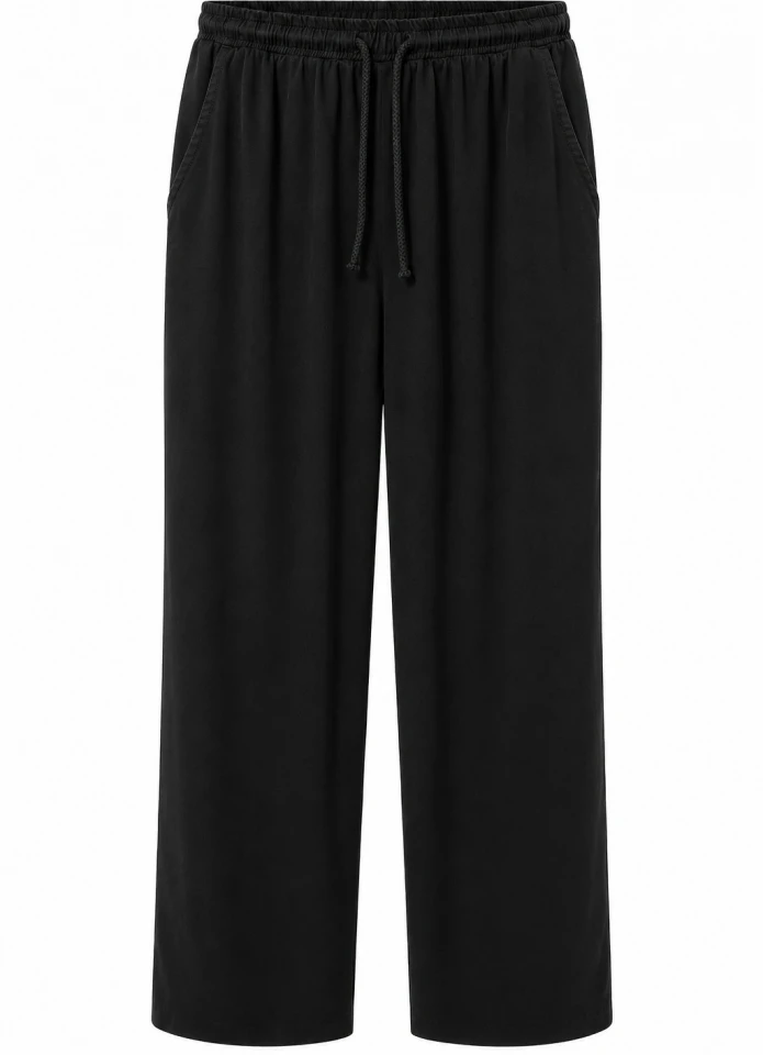 Siyah Beli Lastikli Bol Paça Pantolon
