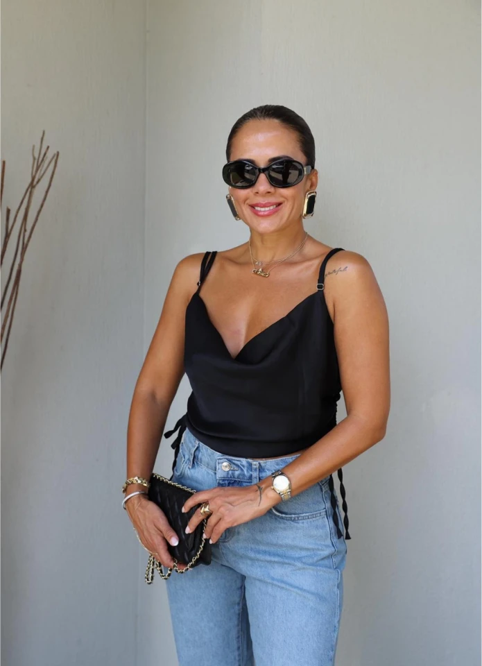 Black Cut-out Blouse