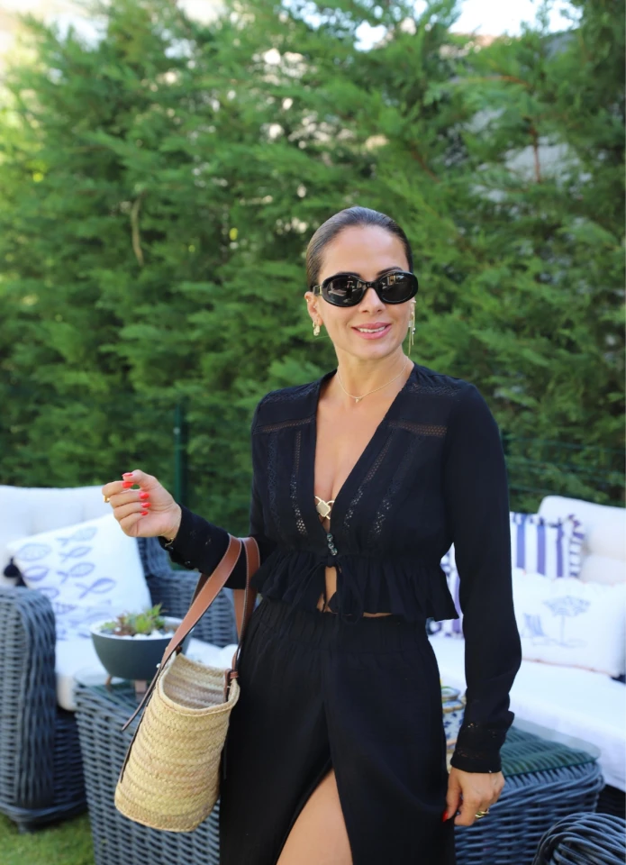 Black Fist Detail Blouse