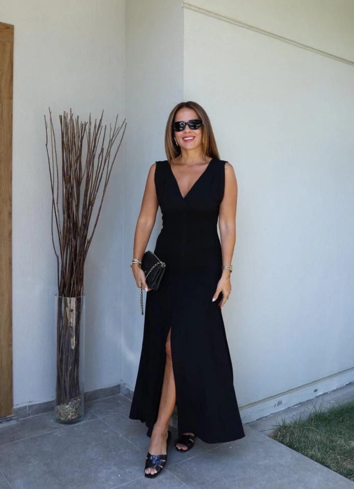 Black Ruffle Detail Dress