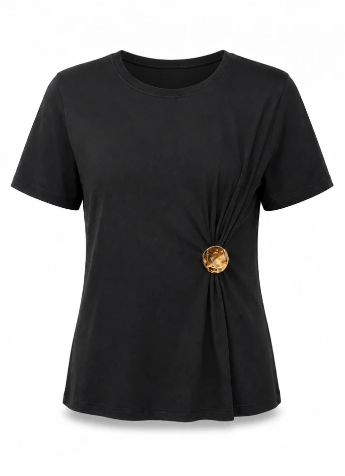 Siyah Gold Tokalı Tshirt