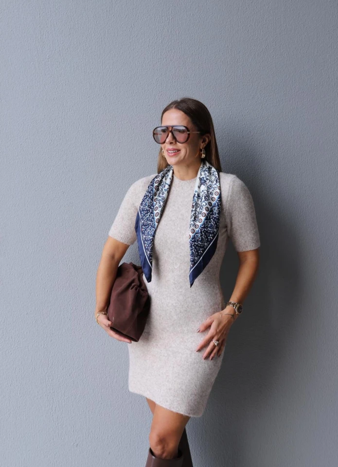 Vizon Kısa Kollu Basic Triko Elbise