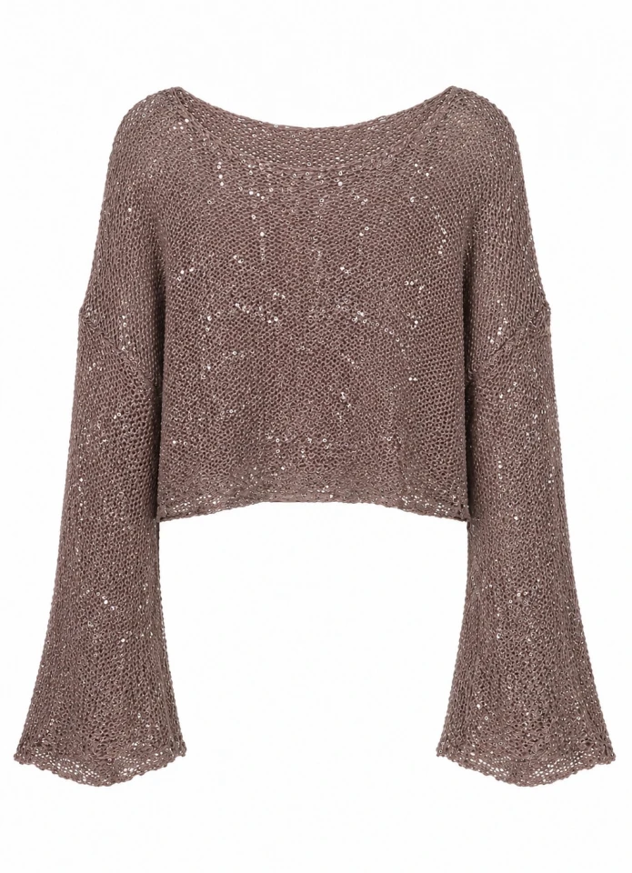 Vizon Pullu Merserize Crop Bluz