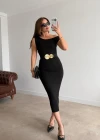 Siyah Düşük Omuz Bodycon Elbise