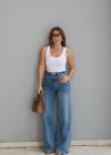 MAVİ Yıkamalı Wide Leg Jean