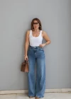 MAVİ Yıkamalı Wide Leg Jean