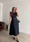 Vatkalı Kemer Detay Elbise