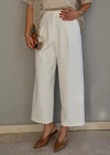 Beyaz Tek Pile Kumaş Pantolon (Dar Kalıptır)