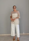 Beyaz Tek Pile Kumaş Pantolon (Dar Kalıptır)