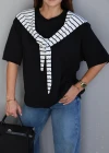 Siyah Bağlama Detay Tshirt