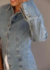 MAVİ Yanları Yırtmaçlı Jean Gömlek