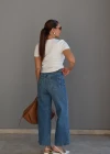 Lacivert Yıkamalı Straight Fit Jean