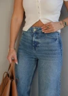 Lacivert Yıkamalı Straight Fit Jean