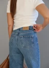Lacivert Yıkamalı Straight Fit Jean