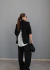 Siyah Sırt Detay Blazer Pantolon Takım