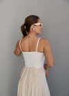 Beyaz Çift Askılı Crop