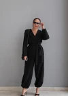 Siyah Kuşaklı Ceket Pantolon Takım