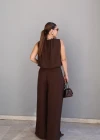 Kahverengi Bluz Palazzo Takım
